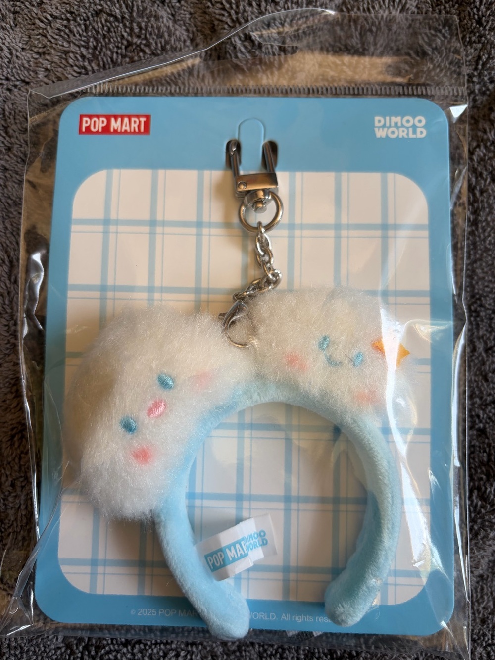 POP MART Dimoo World Blue Plush Mini Headband Keychain